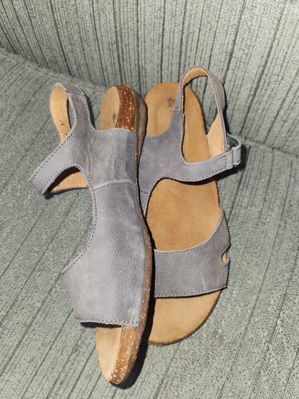 🍉El Naturalista Blue/Gray Suede Slingback Sandals